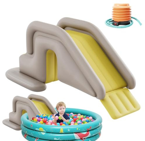 EVGATAVAB Gonflable Glissement d'eau, Gonflable Glisser Étape pour Piscine, Parc Aquatique Anti-basculement pour Extérieur Arrière-Cour Jardin, Été Amusant pour Enfants Garçons Filles(Yellow)
