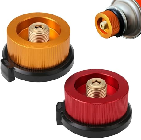 2PCS Gas Bottle Adaptor, Portable Gas Refill Adapter for Camping Butane Canister, Reusable Stove Connector to Screw Gas Cartridge, Lightweight Nozzle Bottle Convert Connector for Camping, Hiking, BBQs