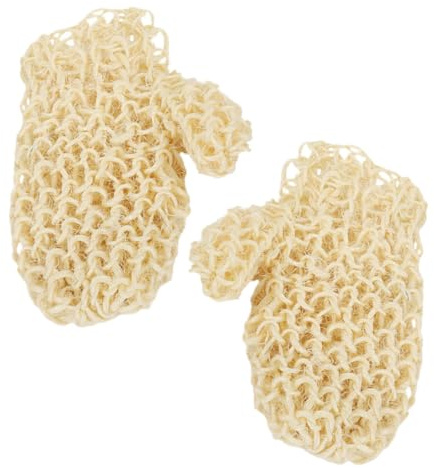 IWOWHERO Guantes Exfoliantes de Sisal Natural para Ducha y Cuidado Corporal, Manopla de Baño para Eliminar Células Muertas y Limpieza Delicada
