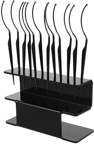 Ciieeo Soporte para Extensiones de Pestañas Postizas Negro con 12 Varillas Individuales, Organizador de Almacenamiento de Pestañas Profesional para Exhibición y Prueba en Salón de