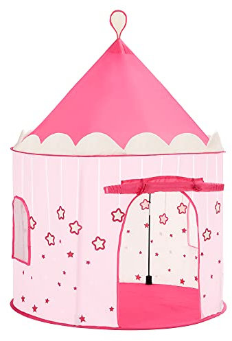 SONGMICS Princess Castle Age 3+ Play Tent for Girls Toddlers, Indoor and Outdoor Playhouse, Portable Pop Up Play Teepee, Gift for Kids, Pink LPT01PK