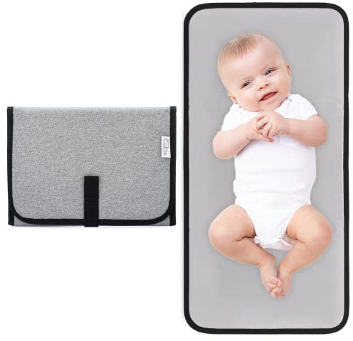 Comfy Cubs Baby Changing Pad Compact Size - Waterproof Diaper Changing Mat with Cushioned Pillow - Soft & Lightweight, Foldable Design for Travel - Stylish Design for Boys and Girls - Solid Grey