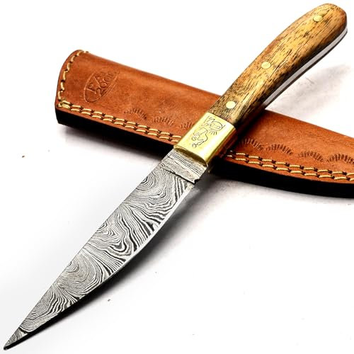 PAL 2000 coltelli damasco – Coltello da cucina realizzato a mano in acciaio damasco – Mini coltello da cucina con guaina 9725