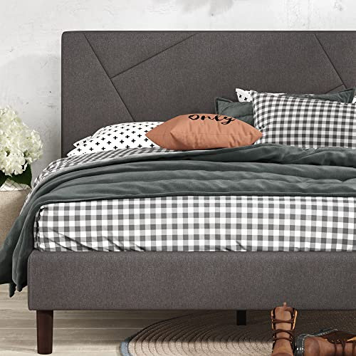 Zinus Judy Bed 90x200 cm - Höhe 35 cm - Gepolsterter Plattformbettrahmen mit Holzlattenrost - Grau