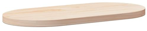 VIHHQGC Massivholz Tischplatte Kiefer Oval 70x35x2,5 cm Unbehandelt Naturbelassen für Couchtisch Beistelltisch Stehtisch Möbelplatte