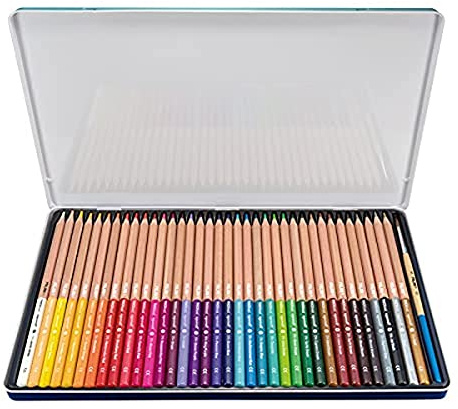 MILAN, Caja metálica 36 lápices de colores acuarelables mina gruesa diámetro 3,5 mm hexagonales pincel