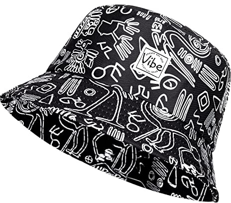 Vibe Festival Gear Bucket Hat Unisex for Men Women Fashion Fishing Hat Cute Fisherman Cap (BW Tribal)