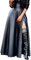 SOMTHRON Lässiger Damen-Maxirock aus Kunstleder mit hoher Taille PU-Leder Seitenschlitz A-Linie bodenlange schwingende Lange Röcke mit Taschen(BL,2XL)