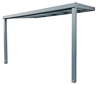 AiO Terrassendach - Aluminium Terrassenüberdachung - VSG Sicherheitsglas - Grau - B/T/H: Terrassendach 3,00m x 2,00m x 2,20m/2,80m - inkl. Montagematerial