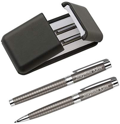 Charles Dickens® Schreibset aus Metall Alan mit Gravur - Dreh-Kugelschreiber Rollerball Schwarze Mine - Geschenk zum Geburtstag mit Geschenk-Etui