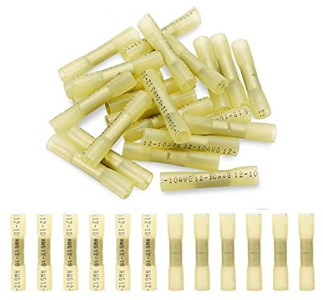 HUFFA 100/200 Stück gelbe Schrumpf-Crimpklemmen isolierte wasserdichte Dichtungsmanschette elektrische Draht-Stoßverbinderklemme 12-10 (Size : 50PCS)