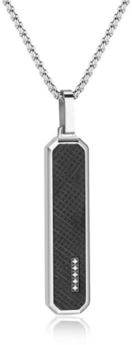 GAVU Collana da Uomo in Acciaio Inossidabile con Ciondolo Piastrina Militare, Collana Catena Uomo con Ciondolo in Acciaio Inox Nero 50cm