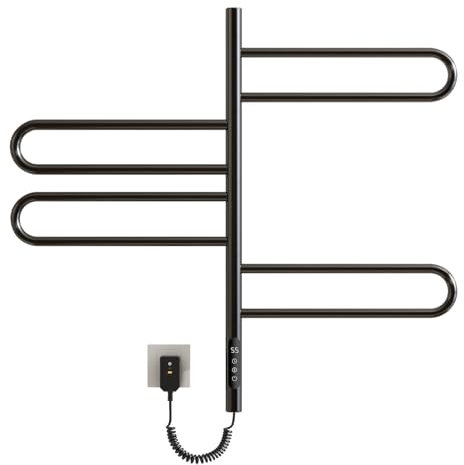 TINS Toallero Electrico Baño, Rotación de 180° Toallero Electrico Negro, 170W, 430×780mm, Radiador Toallero Electrico, Calentador de Toallas, Secatoallas, con Temporizador/Temperatura Ajustable-Black