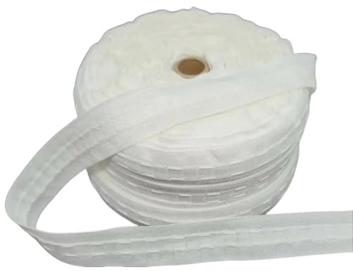 Polyester Curtain Heading Header Tape, Pencil Pleat Various Widths and Lengths Available (25mm Width- 1 Metre Length)