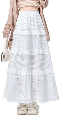 BiilyLi Gonna Lunga Donna Elegante Vita Alta Boemia Maxi Gonne Estate Casual Plissettata Midi Gonna S