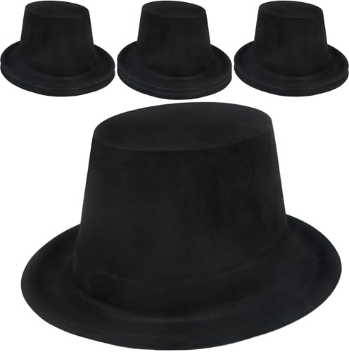 SGBETTER 8 Pack Kids Plastic Top Hat Black Magician Hat Party Top Hat for Toddler Halloween Christmas Costume Accessory
