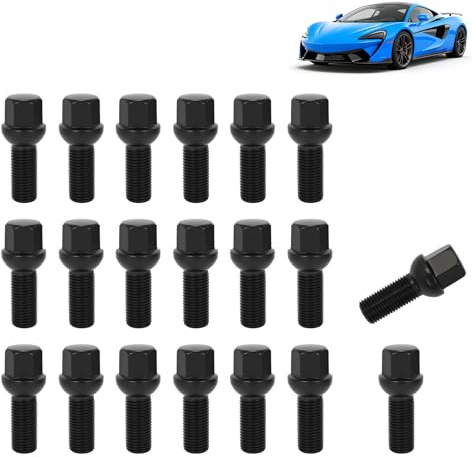 Lot de 20 boulons de roue M14 x 1,5, 35 mm, siège sphérique, boulons de roue en acier allié, compatibles avec Audi, Seat, Volkswagen, Alfa Romeo, Porsche BMW, taille hexagonale 17 mm