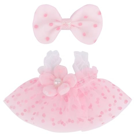 Tinoaly Ensemble de Vêtements pour Poupée 17cm, Tenue de Poupée Comprenant Une Robe Rose Duveteuse et Un Nœud Accessoires Tendance