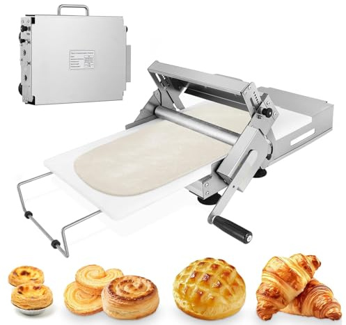 Sfogliatrice Pasticceria Manuale Pieghevole Rullo Per Pasta In Acciaio Inossidabile Uso Commerciale E Domestico, Design Compatto Spessore Regolabile Per Pizza,Croissant, Pasticceria (Modello 400)