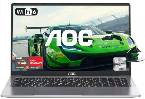 AOC 2025 Ordinateur Portable Gamer - Écran 16,1'' FHD | Processeur Ryzen 7 5700U (4.5GHz Surpasse l'i7-1265U) | 16 Go RAM DDR4x2 | SSD M.2 512 Go | Clavier Rétroéclairé | WiFi 6 | Boîtier Métallique