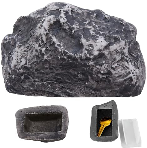 EHOENTROPY Piedra escondida para llaves con compartimento secreto, piedra falsa se siente y se ve como una piedra real, caja fuerte para llaves exterior, escondite de llaves para exteriores