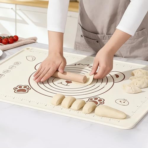 Tapete de Silicona para Amasar,70x50 cm Esterilla para Amasar con Medidas