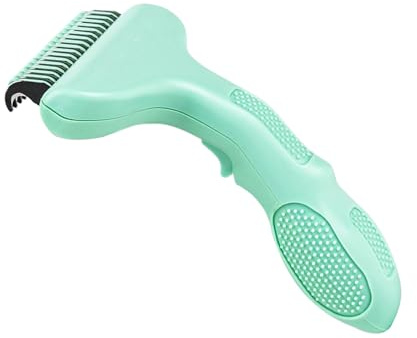 Brosse à sous-poil - Acier inoxydable - Outil de toilettage - Self-Cleaning Slicker Brush - Épilation pour toutes les races de chiens - Fonction massage - Poignée ergonomique - Bleu blanc