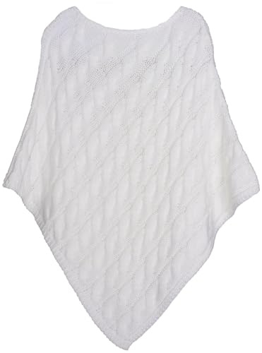 styleBREAKER Poncho in Maglia con Motivo a Treccia, Poncho Girocollo, Maglia Grossa, per Donna 08010040, Colore:Crema-Bianco