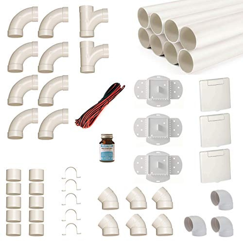 Zentralstaubsauger Einbau-Set für 3 Saugdosen mit Rohren, Fittings und Co - DIY-Montageset für Staubsaugeranlage - Saugdose VEX-S