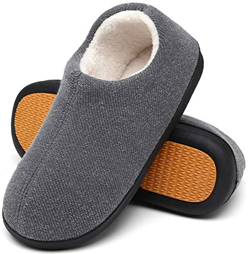 Mishansha Pantofole Uomo Invernali Ciabatte Uomo Invernali da Casa Calde Ciabatte Casa Peluche Babbucce Memory Foam Pantofole Chiuse Grigio,Gr.43