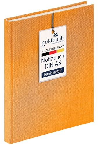 goldbuch 64 0101 Leinen Notizbuch Summertime Note A5, Bullet Journal mit 200 Seiten dotted creme Papier 100g/m², säurefrei & tintenecht, Hardcover Notizheft mit Lesezeichen & Fadenheftung, Gelb