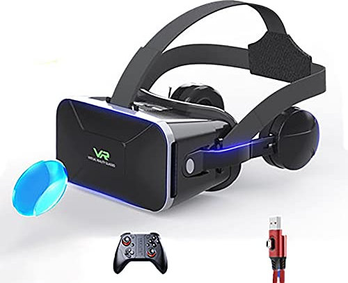 CYLZRCl Lunettes Réalité Virtuelle Casque VR 3D Casque Lunettes Intelligentes pour Smartphones Téléphone Portable Mobile 7 Pouces Lentilles Jumelles avec Contrôleurs (Color : Blu Ray 3)