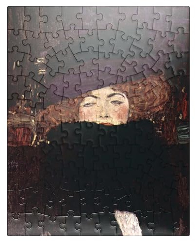 MyPuzzle Gustav Klimts Lady with Hat and Feather Boa 1909 - Premium 100 Piece Jigsaw Puzzle for Adults