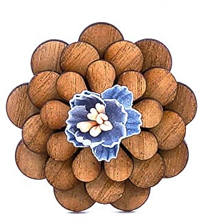 GIVBRO Broche en bois en forme de fleur pour homme - Boutonnière pour costume de mariage, smoking, veste, pull