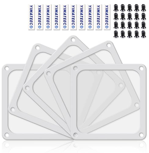 YIMATEECO PC-dammfilter 120 mm magnetiskt fläktfilter, 5 st Nylon Anti-damm för datorfodral Filter för datorfodral PC-kylfilter (Nyl, 120x120 mm, 5 stycken, vit)