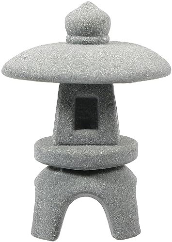 Angoily Japanische Steinlaterne Miniatur Deko Garten Steinlaterne Pagodenstatue Zen Gartendekoration Aquarium Landschaftsfigur 5.1X3.9X3.9 Zoll