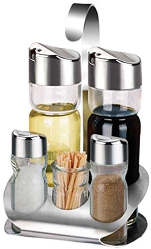 ViLLeX 5-teiliges Küchengewürzflaschen-Set Aus Edelstahl, Öl- Und Essig-Salz- Und Pfefferstreuer-Set, Küchenstreuer Für Salz, Pfeffer, Öl Und Essig-Set