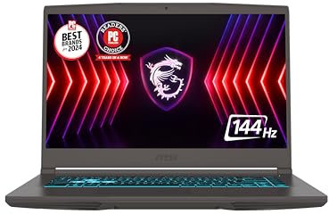 MSI Laptop de Juego Delgada 15 de 15.6 Pulgadas (39.6 cm) 144 Hz FHD: Intel Core i5-13420H, NVIDIA Geforce RTX 2050, 16 GB DDR5, 512 GB NVMe SSD, Cooler Boost 5, Win 11: Negra B13UCX-2040US.