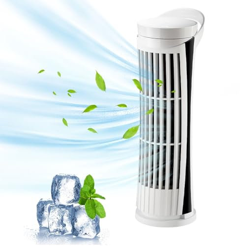 RUICUBEI Ventilateur à tour oscillant, ventilateur à tour intelligent sans lames avec lumière LED pour la maison, 2 ventilateurs à tour vertical avec télécommande pour chambre à coucher (White)