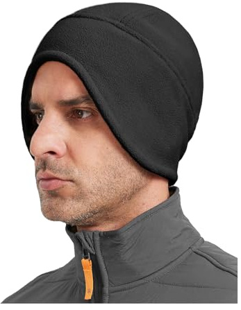 Zylioo Gorra de forro polar XXL de gran tamaño con cubierta facial, gorra de invierno para esquí, ciclismo, forro debajo del casco, S/M para correr, Negro -, XL/XXL