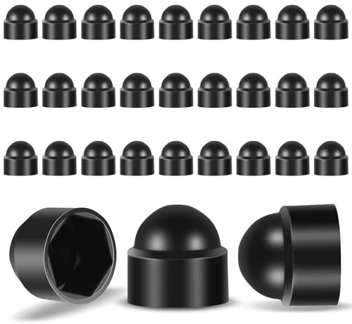 JIEYAO Tapas protectoras hexagonales M8 (ancho de llave 13), 30 unidades de tapas de plástico negras para tornillos M8, tapas para tuercas, tapas de extremo para tornillos, tuercas hexagonales