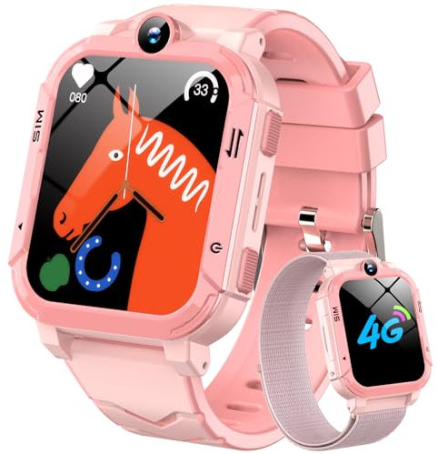 Blackview Smartwatch Kinder, Kann SIM-Karte einstecken, LBS+WLAN+GPS-Tracker, Uhr mit 4G Funktionen, SOS Notruf, Telefonanruf, Videoanrufe, Sprachchat, SMS, Schulmodus, Kinderuhr für Mädchen und Junge