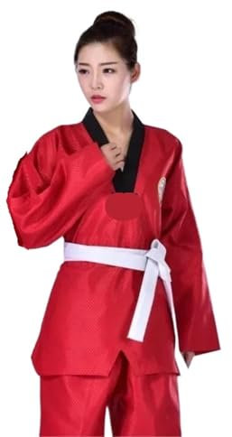 ZHSOAO Judoanzug Judo-Anzüge, Taekwondo-Uniform, Traineranzug, Erwachsene, Karate, Judo, Training, Wettkampfkleidung, Kung Fu, Unisex-Kostüme(Red,160cm)