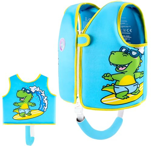 Lechin Schwimmweste Kinder für 11~15kg (1~2 Jahre), Blauer Surf-Dinosaurier
