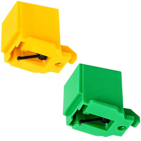 2 Pack ATN3600L Diamond Stylus Needle Replacement with Cleaning Brush, Compatible with Audio-Technica AT-LP60X/AT3600L/AT-LP60XBT/AT-LP2D Turntables — Clear Sound, Easy Install（Yellow + Green）