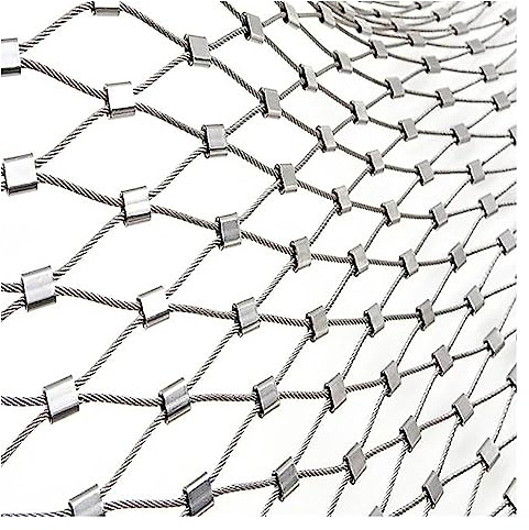 57x84in(145x214cm) Flexible Stainless Steel Rope Mesh,Woven Wire Mesh with Snaps Hard and Heat Resisting Wire Mesh Animal Poultry Cage Net(Rope Dia 2mm)