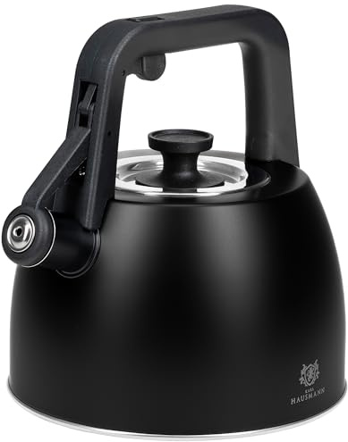 KARL HAUSMANN Hervidor de Agua para Inducción - 2.5L - Negro Tetera de Acero Inoxidable con Silbato y Asa que No se Calienta - Para Induccion, Gas y Vitroceramica - Chaleira