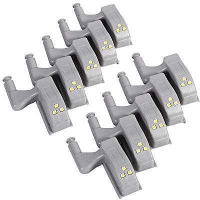 Confezione da 10 luci a LED cerniere – Cerniere universali per armadietti, luci a LED, luci notturne per armadio, luci notturne armadio cucina moderna, lampada soggiorno,camera,armadio(bianco caldo)