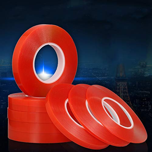 Doppelseitiges Klebeband 50M Extra Stark Magisch PET Doppelseitige Klebebänder Transparent Ablösbar Klebestreifen Doppelseitig Spurloses Waschbares Klebeband für Teppich Fotorahmen Küche (Orange)
