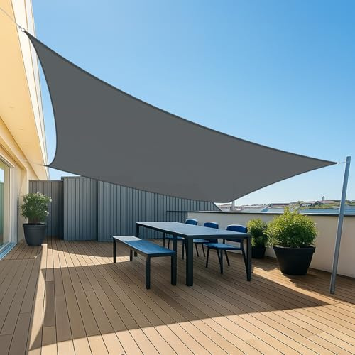 UMI Sonnensegel Wasserdicht 4x6m Rechteckig Sonnenschutz Wetterschutz PES Polyester Segel Baldachin 95% UV Schutz mit Seilen für Garten Balkon Terrasse- Anthrazit